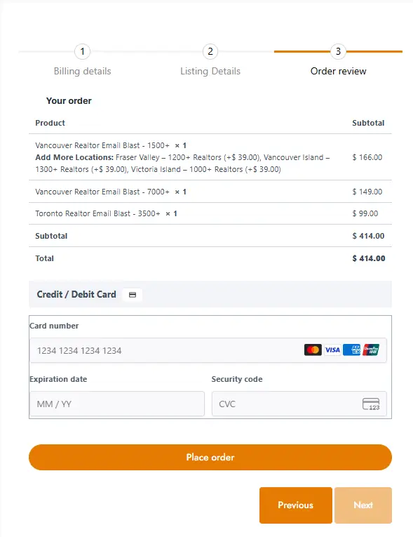 Order details of Realtorsemailblast.org
